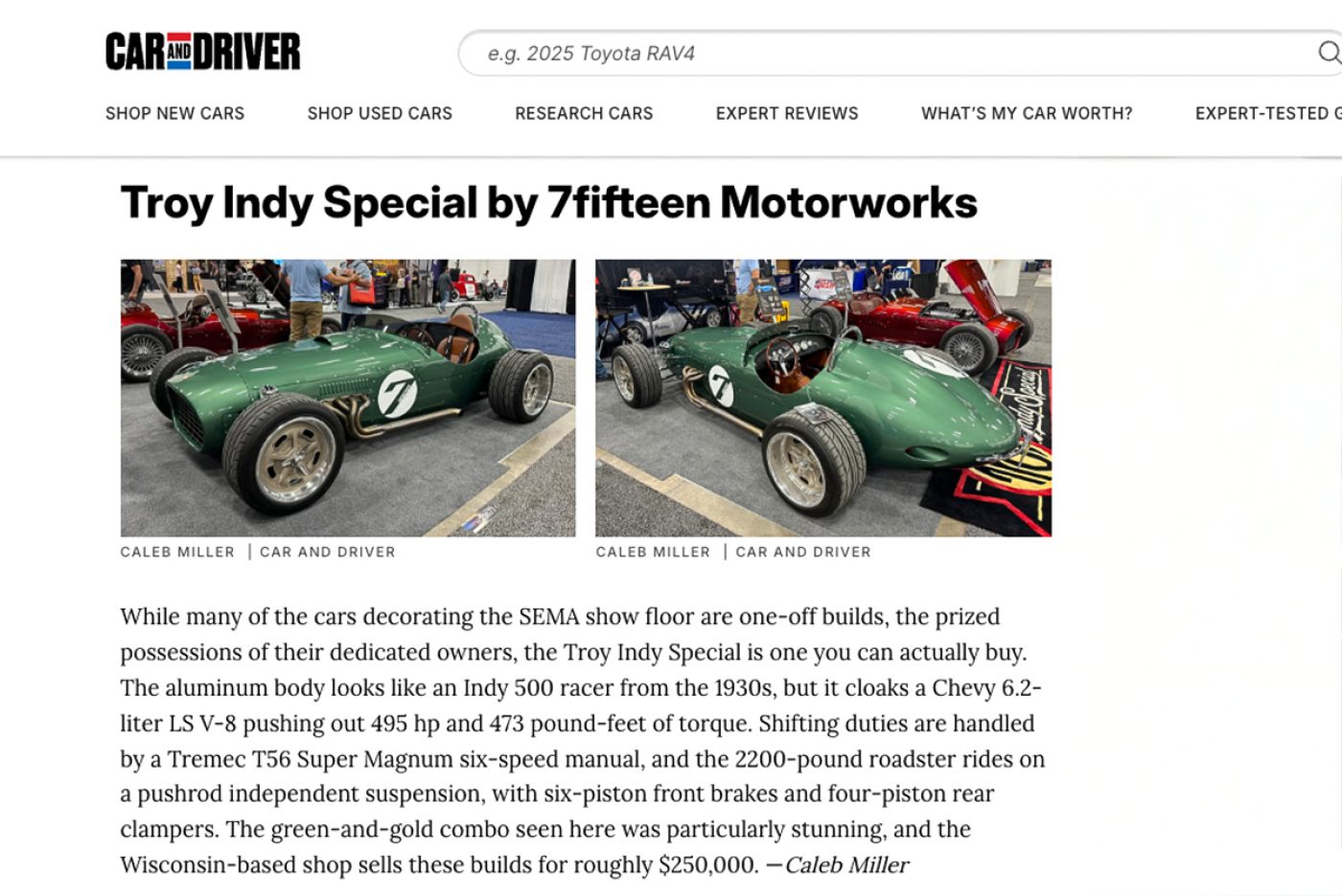 Car and driver troy indy